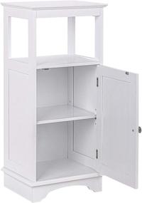 img 2 attached to 🚽 Spirich White Bathroom Floor Cabinet with Single Door, Shelves - Home Storage Solution