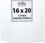 🎨 milo canvas panel boards for painting: 16x20 inches, bulk pack of 12 flat canvas panels, primed & ready for acrylic, oil, & mixed wet media logo