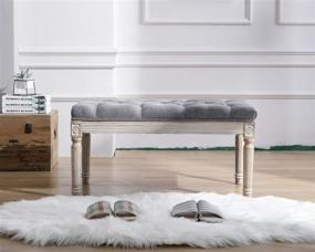 img 3 attached to 🪑 Kmax Tufted Entryway Bench: Upholstered Rustic Ottoman in Gray - Versatile and Stylish Storage Seating