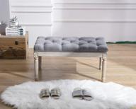 🪑 kmax tufted entryway bench: upholstered rustic ottoman in gray - versatile and stylish storage seating logo