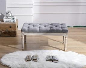 img 4 attached to 🪑 Kmax Tufted Entryway Bench: Upholstered Rustic Ottoman in Gray - Versatile and Stylish Storage Seating