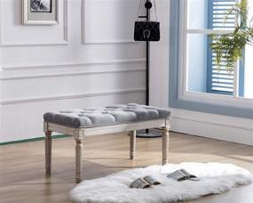 img 2 attached to 🪑 Kmax Tufted Entryway Bench: Upholstered Rustic Ottoman in Gray - Versatile and Stylish Storage Seating