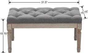 img 1 attached to 🪑 Kmax Tufted Entryway Bench: Upholstered Rustic Ottoman in Gray - Versatile and Stylish Storage Seating