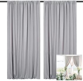 img 4 attached to 🎉 10ftx10ft Gray Polyester Wedding Backdrop Curtains - Ideal for Birthday, Autumn Party, Thanksgiving, Prom, and Stage Decoration