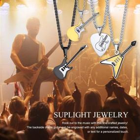 img 2 attached to 🎸 Premium Suplight 316L Stainless Steel Guitar Picks/Bass Music Note Necklace for Men & Women - Music Lover Pendant | Rock Punk Jewelry with Custom Free Engraving