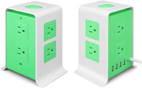img 2 attached to 🔌 Green Power Strip Tower Surge Protector with 4 USB Ports, 8 AC Outlets, and 6ft Extension Cord - Charging Station Power Supply Multi Socket Plug for PC Laptop, Smartphone, and Appliance