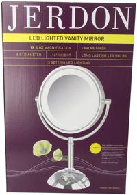 img 1 attached to Jerdon HL8808CL Tabletop LED Lighted Vanity Mirror: 8.5-Inch 8x Magnification, Chrome Finish, 3-Light Settings