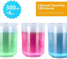 img 3 attached to 🔬 Set of 8 Resin Measuring Cups - 300ml Liquid Mixing Cups for Epoxy Resin, LEOBRO Graduated Plastic Cups for Resin Mixing, Versatile Cups for Epoxy Paint, Food, Lab Use, Includes 50 Mixing Sticks