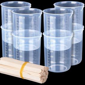 img 4 attached to 🔬 Set of 8 Resin Measuring Cups - 300ml Liquid Mixing Cups for Epoxy Resin, LEOBRO Graduated Plastic Cups for Resin Mixing, Versatile Cups for Epoxy Paint, Food, Lab Use, Includes 50 Mixing Sticks