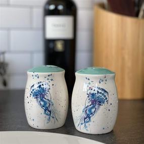 img 3 attached to 🐙 Dive into Delight: Ceramic Jellyfish Salt and Pepper Shakers - Perfectly Adorable Novelty Set