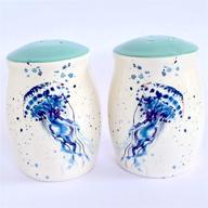 🐙 dive into delight: ceramic jellyfish salt and pepper shakers - perfectly adorable novelty set logo