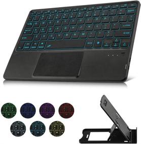 img 4 attached to 🔋 Ultra Slim Wireless Backlit Bluetooth Keyboard with Touchpad - 7-Colors Backlit - Portable & Rechargeable - For iOS iPhone/iPad/iPad Pro, Samsung Android Tablets, Windows