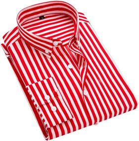 img 4 attached to 👔 Nail the Classic Look with DOKKIA Casual Sleeve Vertical Striped Shirt