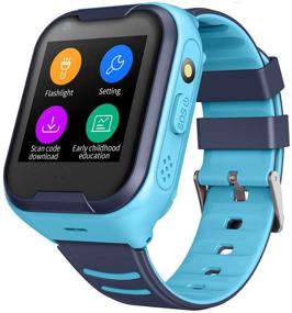 img 4 attached to Laxcido Blue Waterproof GPS Smart Watch: Real-time Tracking, Video Phone Calls, SOS Alarm, Health Monitoring, Flashlight & More!