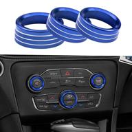3pcs aluminum alloy air conditioner switch cd button knob compatible with dodge challenger charger chrysler 300 300s 2015-2019 (blue) logo