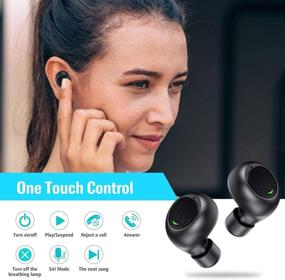 img 2 attached to 🎧 Черные беспроводные наушники S8 - Bluetooth V5.0 True Wireless с зарядным чехлом USB-C, защитой от воды IPX7, внутриканальным стерео звуком, спортивные наушники Bluetooth с сенсорным управлением и микрофонами для iPhone/Samsung/Android.