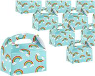 🎁 rainbow treat boxes - 24-pack paper party favor boxes, ideal goodie boxes for birthdays and events, 2 dozen gable party boxes, 6 x 3.3 x 3.6 inches logo