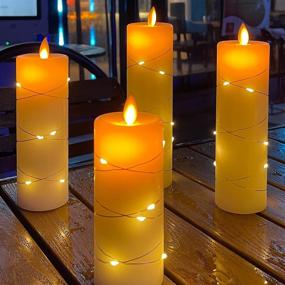 img 2 attached to 🕯️ Da Flameless Candles with String Lights - 5-Piece LED Set, Remote Control, Timer, Dancing Flame, Real Wax - Battery-Powered