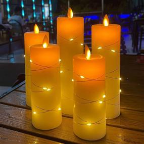 img 3 attached to 🕯️ Da Flameless Candles with String Lights - 5-Piece LED Set, Remote Control, Timer, Dancing Flame, Real Wax - Battery-Powered
