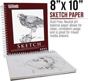 img 3 attached to 📒 Pack of 2 U.S. Art Supply Side Spiral Bound Sketch Paper Pads - 8x10 Inches, 60lb - 100 Sheets in Each Pad