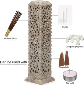 img 1 attached to 🎁 Carry Me Handmade Marble Soapstone Incense Stick Burner: Beautiful Gift Idea for Home and Kitchen Decor with Floral Carving