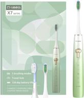 🦷 m-teeth x7 series sonic electric toothbrush for adults: long-lasting 120-day use, 5 modes, smart travel lock, 3 soft bristle brush heads, rechargeable & water resistant - green logo