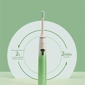 img 1 attached to 🦷 M-teeth X7 Series Sonic Electric Toothbrush for Adults: Long-lasting 120-Day Use, 5 Modes, Smart Travel Lock, 3 Soft Bristle Brush Heads, Rechargeable & Water Resistant - Green