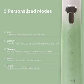 img 3 attached to 🦷 M-teeth X7 Series Sonic Electric Toothbrush for Adults: Long-lasting 120-Day Use, 5 Modes, Smart Travel Lock, 3 Soft Bristle Brush Heads, Rechargeable & Water Resistant - Green