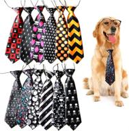 🎃 halloween dog ties - 10pcs big skull neckties for large dogs - 22 inches bow ties for festive dog collar and grooming logo