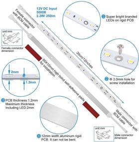 img 1 attached to 🔦 Kitchen Cabinet LED Lighting Kit for Under Cabinet, Counter, Shelf, Bookcase, Closet – 6 PCS 12 Inches LED Light Strip with Adapter, Switch, Dimmer, and Extension Cable – Plug-in, Dimmable, Daylight White 5000K