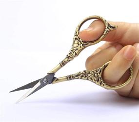 img 2 attached to 🔪 BIHRTC European Vintage Style Scissors in Stainless Steel for Cross Stitch, Embroidery, Sewing, Handcraft, Craft Art Work - DIY Tool in Bronze