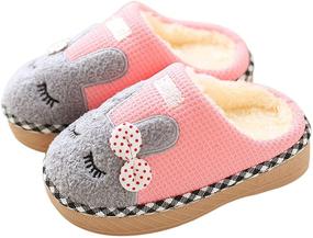 img 4 attached to 🐰 Winter Indoor Fluffy Bunny Slippers for Boys - Cozy Shoes for Slippers