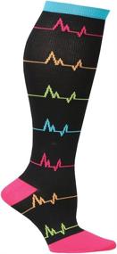 img 2 attached to 🧦 Nurse Mates Women's Wide Calf Compression Trouser Sock – Bright Dot Pattern, 12-14 mmHg – One Size