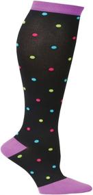 img 3 attached to 🧦 Nurse Mates Women's Wide Calf Compression Trouser Sock – Bright Dot Pattern, 12-14 mmHg – One Size