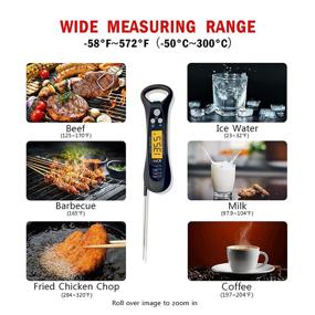 img 1 attached to XPX Meat Thermometer: Ultra-Fast Digital Instant Read for Cooking -58°F to 572°F, Waterproof with Chart for Kitchen, Smoker, BBQ