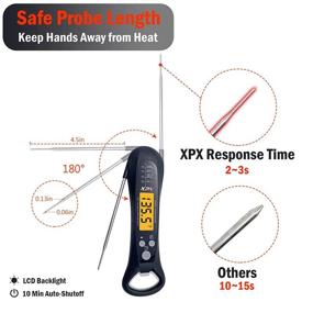 img 2 attached to XPX Meat Thermometer: Ultra-Fast Digital Instant Read for Cooking -58°F to 572°F, Waterproof with Chart for Kitchen, Smoker, BBQ