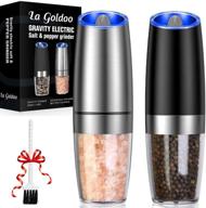 lagoldoo electric salt and pepper grinder set - 2pcs christmas gift kit with automatic gravity, adjustable coarseness, turkey flavour, led light, and flip to mill logo