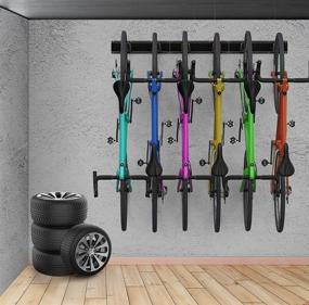 img 4 attached to 🚲 Garage Bike Storage Rack - Wall-Mounted Bike Rack for 6 Bicycles, Heavy-Duty Steel Hangers, Holds up to 500lbs