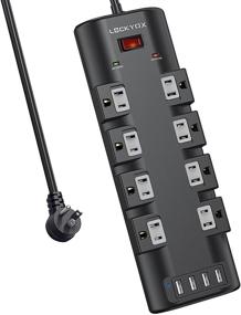 img 4 attached to 🔌 LUCKYOX Power Strip USB Surge Protector | 8 Outlet, 4 USB Wall Mount | 5ft Extension Cord | 3200 Joules & Overload Protection