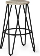 🪑 simplihome simeon 30" bar stool: natural & black metal, round industrial design, backless – ideal for kitchen & dining room логотип