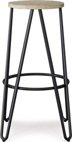 img 2 attached to 🪑 SimpliHome Simeon 30" Bar Stool: Natural & Black Metal, Round Industrial Design, Backless – Ideal for Kitchen & Dining Room