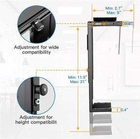 img 2 attached to 🖥️ HUANUO Adjustable Wall PC Mount - Heavy Duty CPU Holder Under Desk with 360° Swivel for Secure Computer Tower Storage, Holds up to 22lbs