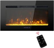 phi villa 30 inch electric fireplace, recessed/insert & wall mounted space heater for living room, remote control timer, touch screen, adjustable flame color, 1500w (black) logo