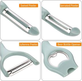 img 3 attached to 🍎 Galadim 4-in-1 Peelers Set (Swivel, Serrated, Julienne Peelers + Beer Bottle Opener) for Efficient Vegetable and Fruit Peeling (Model GD-017-D)