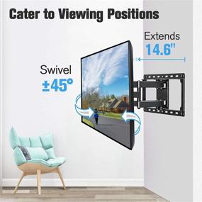 img 2 attached to 📺 TV Mount Bracket for 42-70 Inch Flat Screen TVs | Full Motion Wall Mounts with Swivel Dual Arms | Max VESA 600x400mm | 100 LBS Loading | Fits 16" Wood Studs | Mounting Dream MD2296