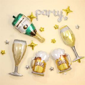 img 2 attached to 🍺 Beer Cup Balloons Set of 4 - Summer Party Decor, Beer Festival Helium Mylar Balloons, Birthday Bash Supplies (Gold)