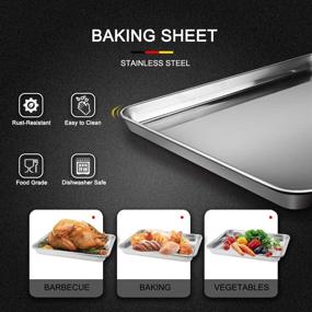 img 2 attached to 🍪 EMDMAK 6 Piece Baking Sheets Set with Cooling Rack, Stainless Steel Cookie Sheet, Wire Rack & Baking Mat - 16 x 12 x 1 Inch, Dishwasher Safe