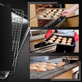 img 3 attached to 🍪 EMDMAK 6 Piece Baking Sheets Set with Cooling Rack, Stainless Steel Cookie Sheet, Wire Rack & Baking Mat - 16 x 12 x 1 Inch, Dishwasher Safe