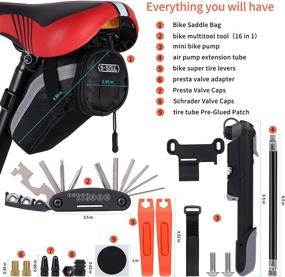 img 3 attached to Ultimate Bike Repair Kit: Bicycle-Tool-Set with Saddle Bag, Portable 100PSI High Pressure Mini Pump, 16-In-1 Multi-Function Tools, Cycling Accessories - Ideal for Camping & Travel Essentials