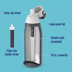 img 2 attached to Brita 32 Ounce Stainless Steel Water Filter Bottle in Carbon - Holiday Gift, 1 Count